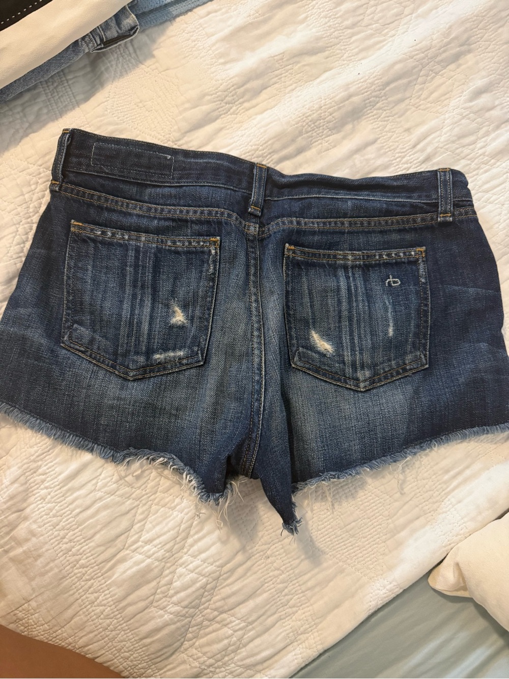 rag & bone Dark Blue Distressed Denim Cutoff Shorts size 28